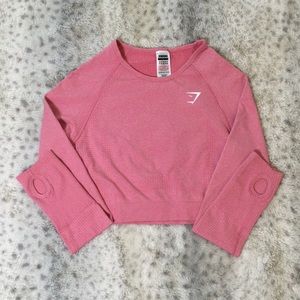 Brand New Gymshark Vital Seamless 2.0 Crop Top in Pink Marl (Size Large)